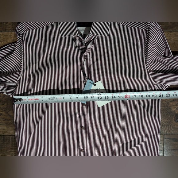 Robert Graham Luther Dress Shirt Men XL Burgundy Stripe Button Long Sleeve NWT - Picture 8 of 16